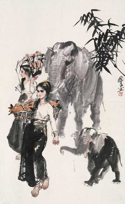 史国良 少女像 立轴